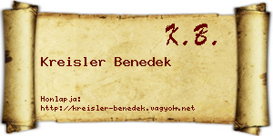 Kreisler Benedek névjegykártya